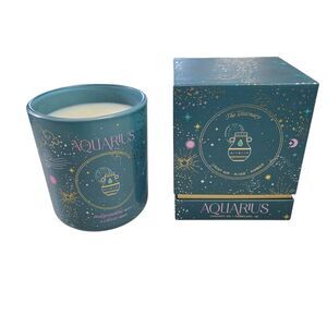 Anthropologie 9.5 oz Zodiac Aquarius Jar Candle Crisp Air Rose Amber